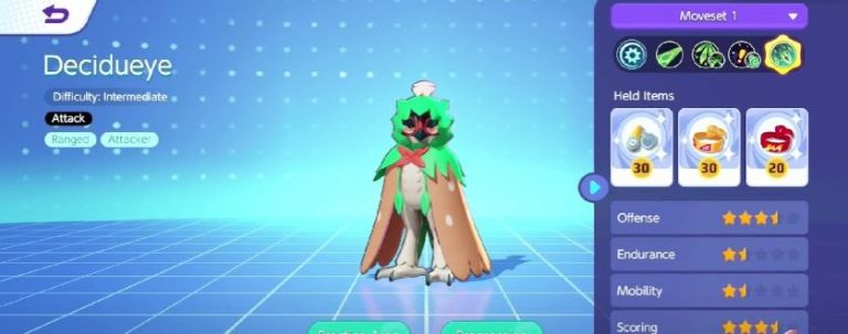 Pokémon UNITE Decidueye A Guide About its Moveset Build Items