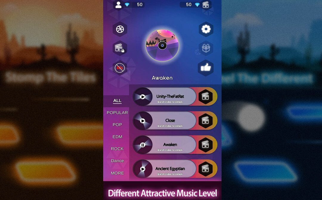 Tiles Hop Different Attractive Music level