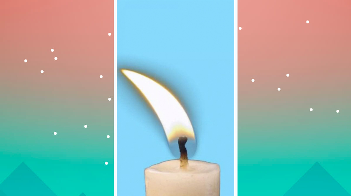 candle swaying in blue room