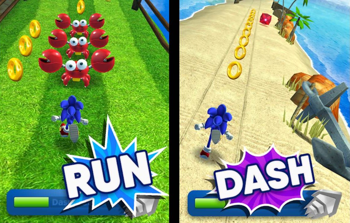 sonic dash run rings knuckles