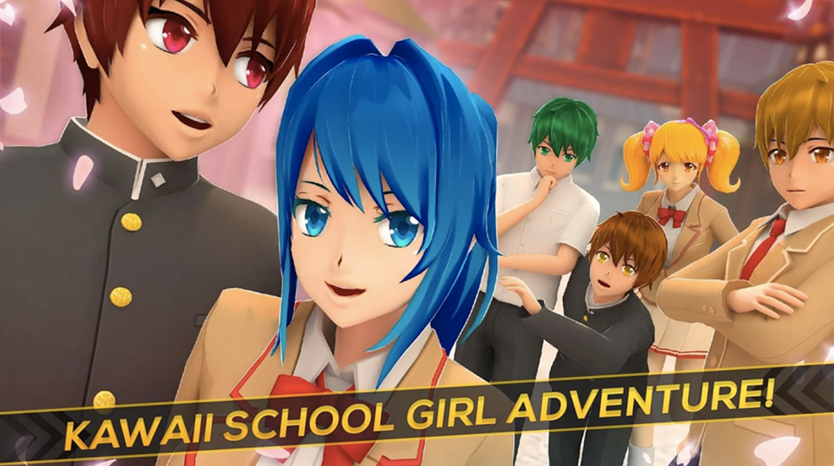 anime girl run kawaii school girl