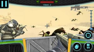 combat troopers shooting giant mantis