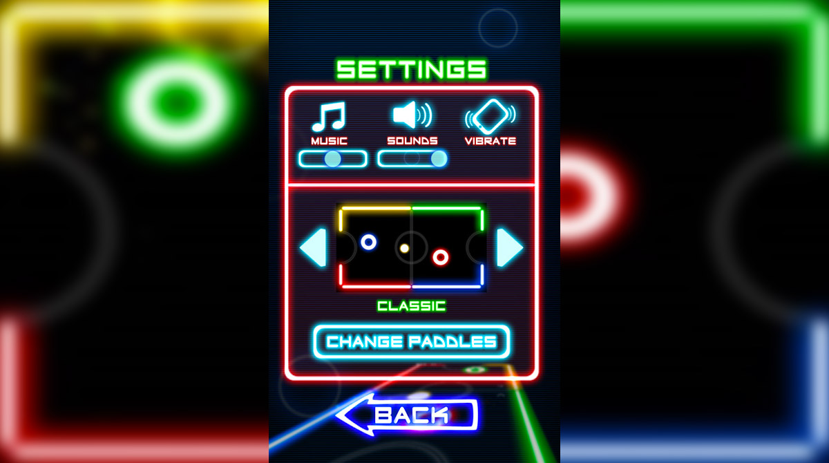 Glow Hockey Settings Menu Classic