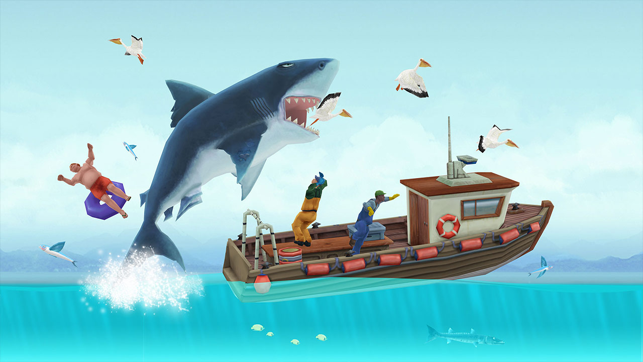 Hungry Shark Evolution Attack Fishing Boat