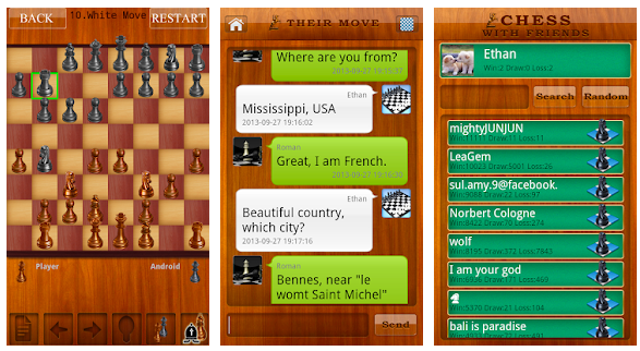 Chess Live friends and chat list