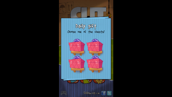 cut the rope four daily gifts on a pink box