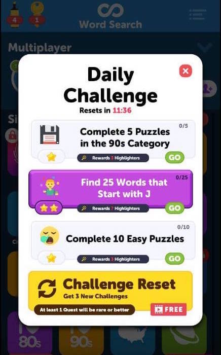 Infinite Word Search Puzzles challenge