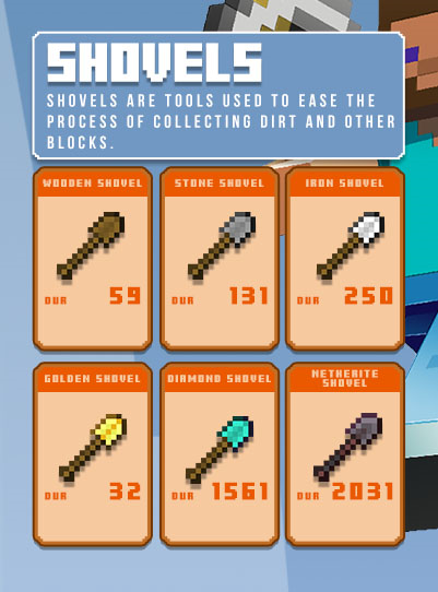 minecraft shovels infographic