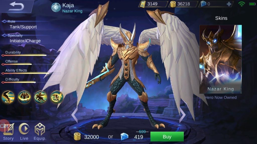 mobile legends bang bang kaja the nazar king