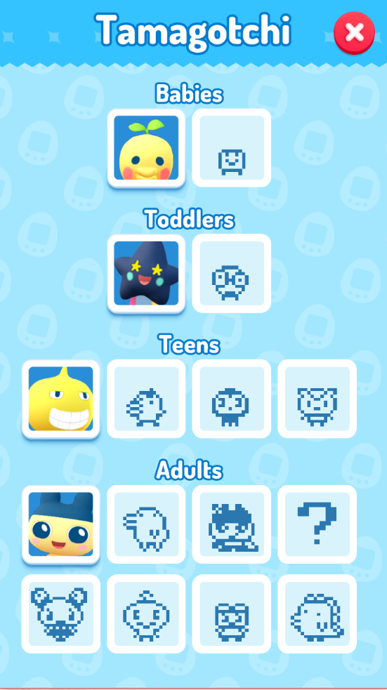 My Tamagotchi Forever Evolution Table