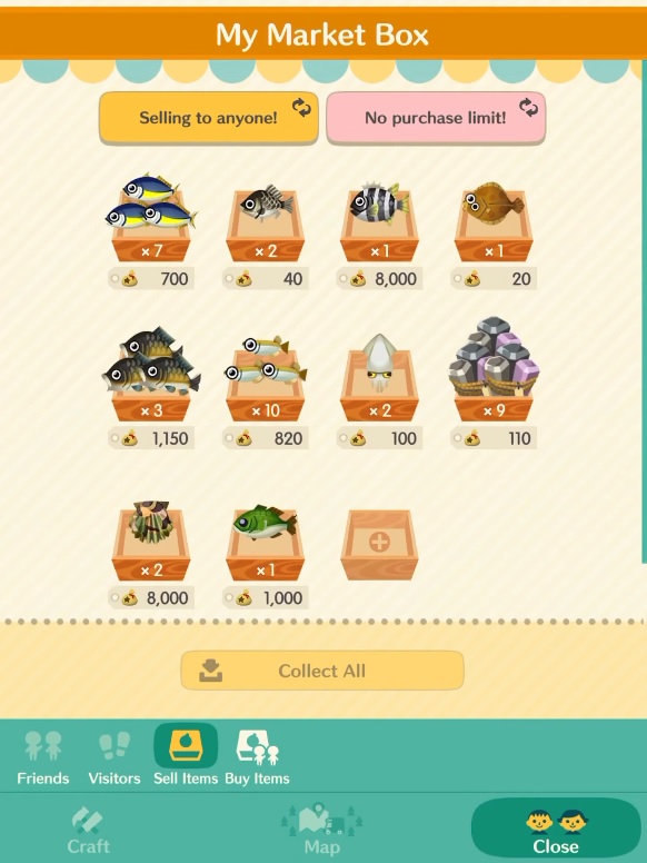 Animal Crossing Pocket Camp Selling Items