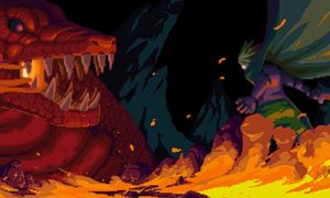 Labyrinth Legend dragon fight in fiery hell