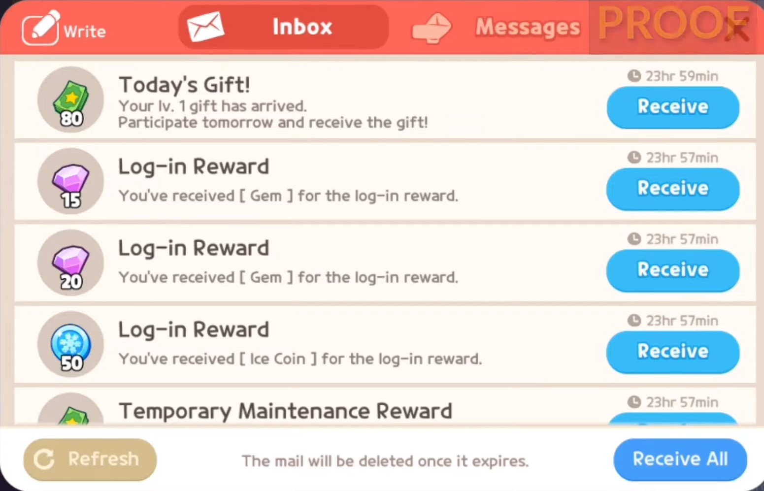 Play Together inbox gifts