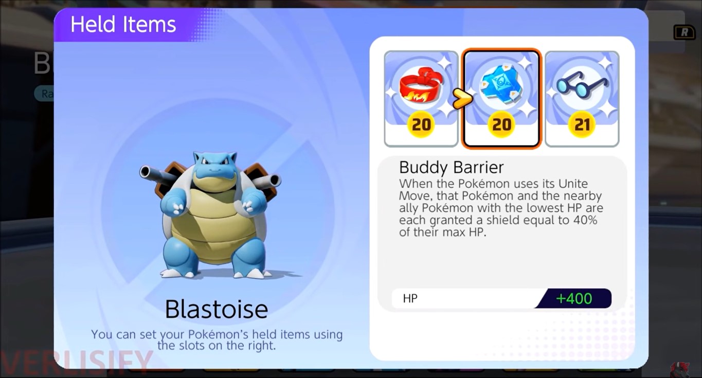 Pokemon UNITE Blastoise held items