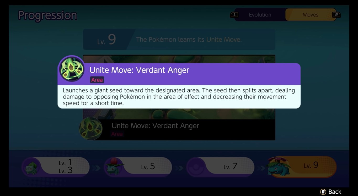 Pokemon UNITE Venusaur verdant anger