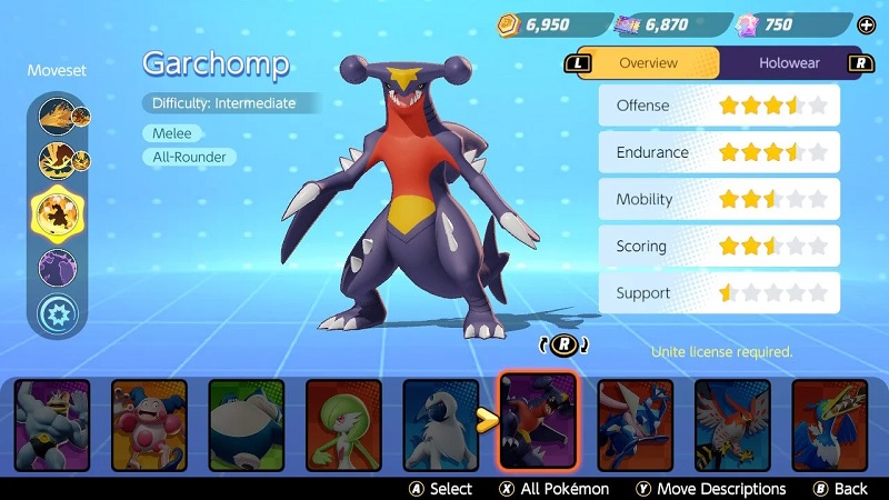 Garchomp Pokemon Unite stats