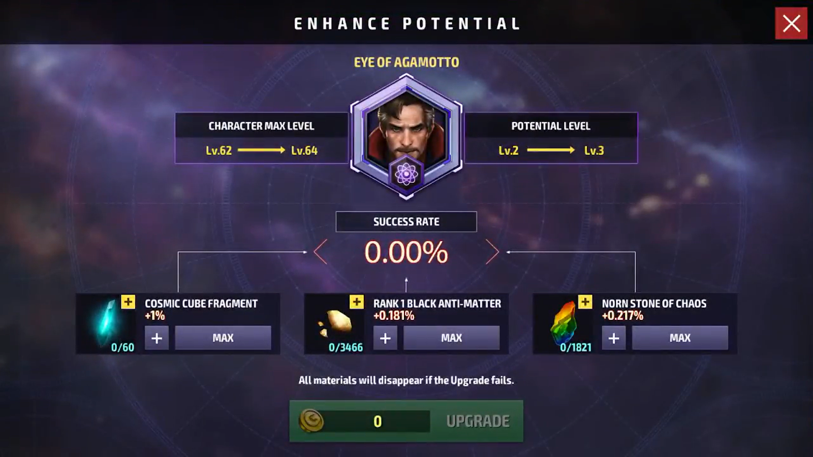 Enhancing character potential in Marvel Future Fight