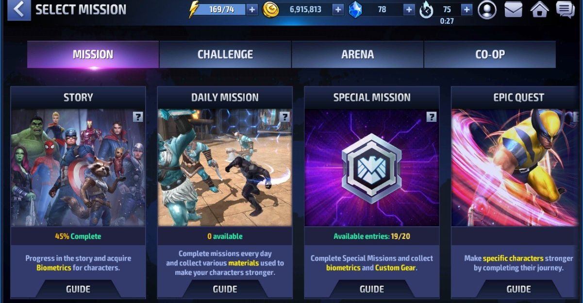 Marvel Future Fight Game Modes